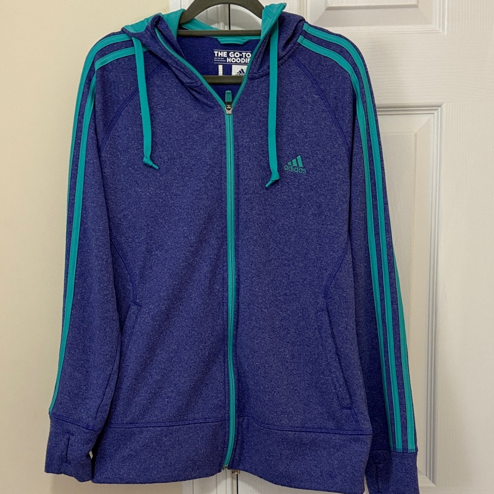 Adidas Navy and Turquoise Track Jacket